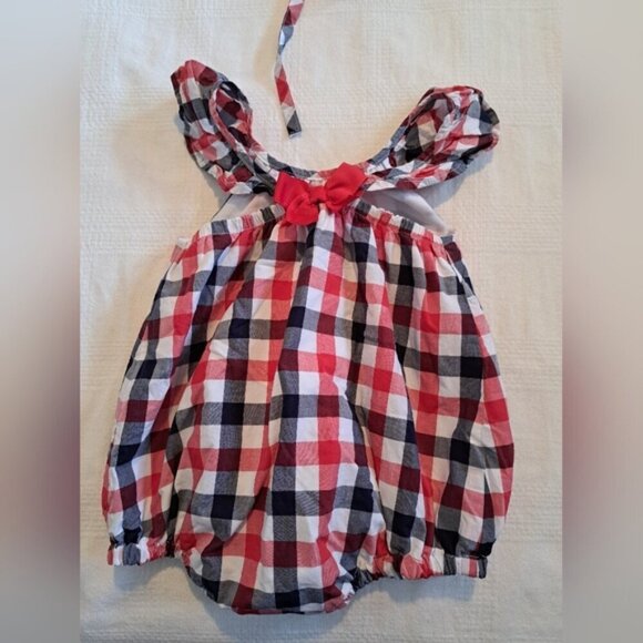 Tommy Bahama girls 18 months checked bubble romper and hat, EUC - Picture 3 of 6